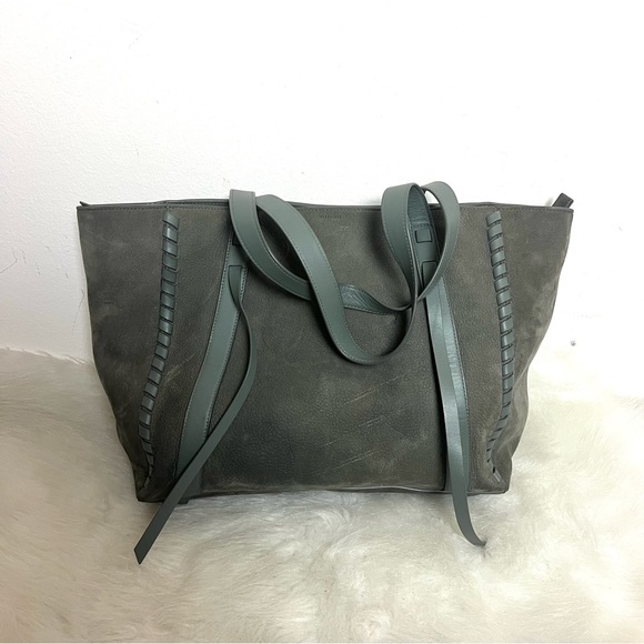 All Saints Ray Nubuck East West Suede Leather Tie Tote - Picture 5 of 12
